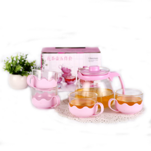 2L Glass Teapot and Cups Set of 4, Tea Kettles Stovetop with Removable Loose Tea Leaf Infuser