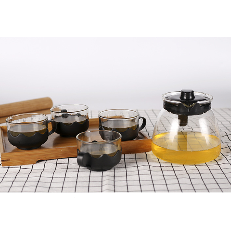 2L Glass Teapot and Cups Set of 4, Tea Kettles Stovetop with Removable Loose Tea Leaf Infuser