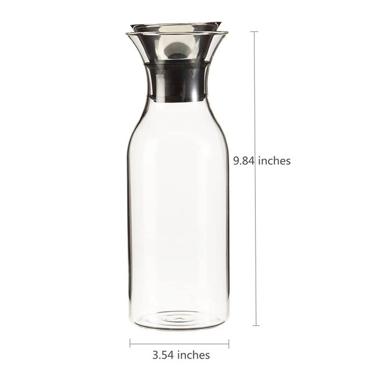 Fridge Ice Tea Maker 35 Oz coffee glass water carafe with Stainless Steel Silicone Flip-top Lid