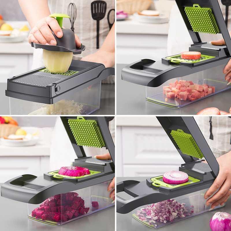 Vegetable Chopper Slicer Cutter and Grater Vegetable Slicer Potato Onion Chopper Veggie Chopper Dicer with Container