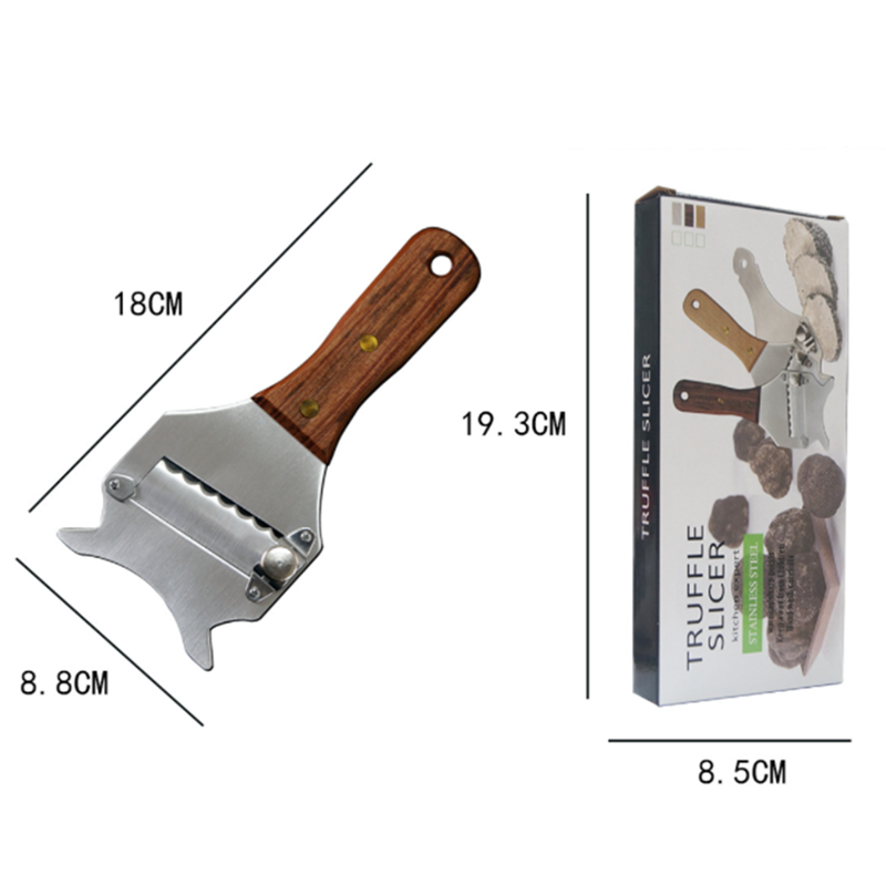 Stainless Steel Chocolate Cheese Truffle Slicer Shaver Grater Curler with Adjustable Smooth Blade and Wood Handle