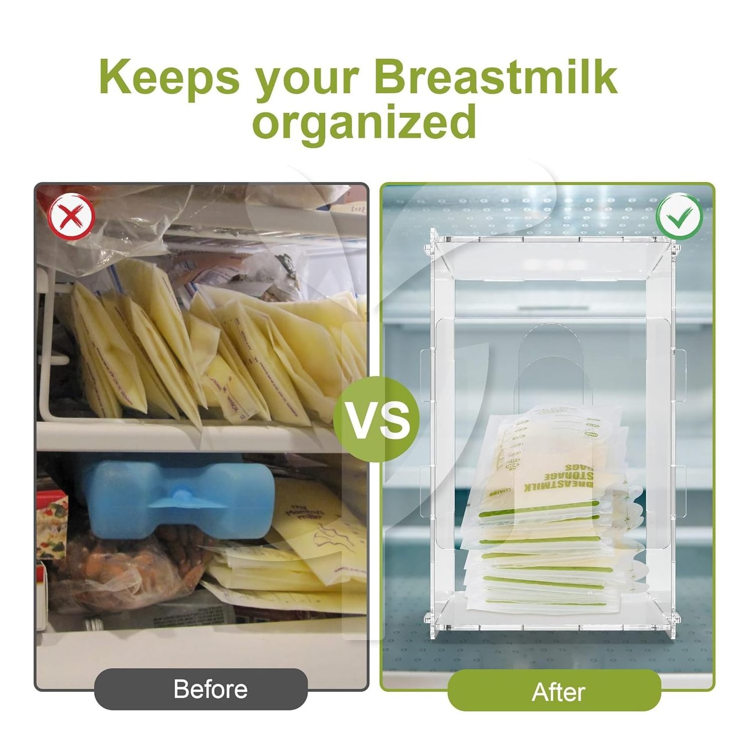 Breast Milk Storage Tower Freezer Storage Organizer, Clear Acrylic Feed Baby Breastmilk Storage Bags Containers for Fridge