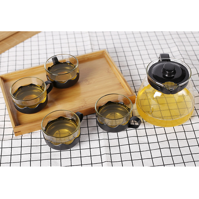 2L Glass Teapot and Cups Set of 4, Tea Kettles Stovetop with Removable Loose Tea Leaf Infuser