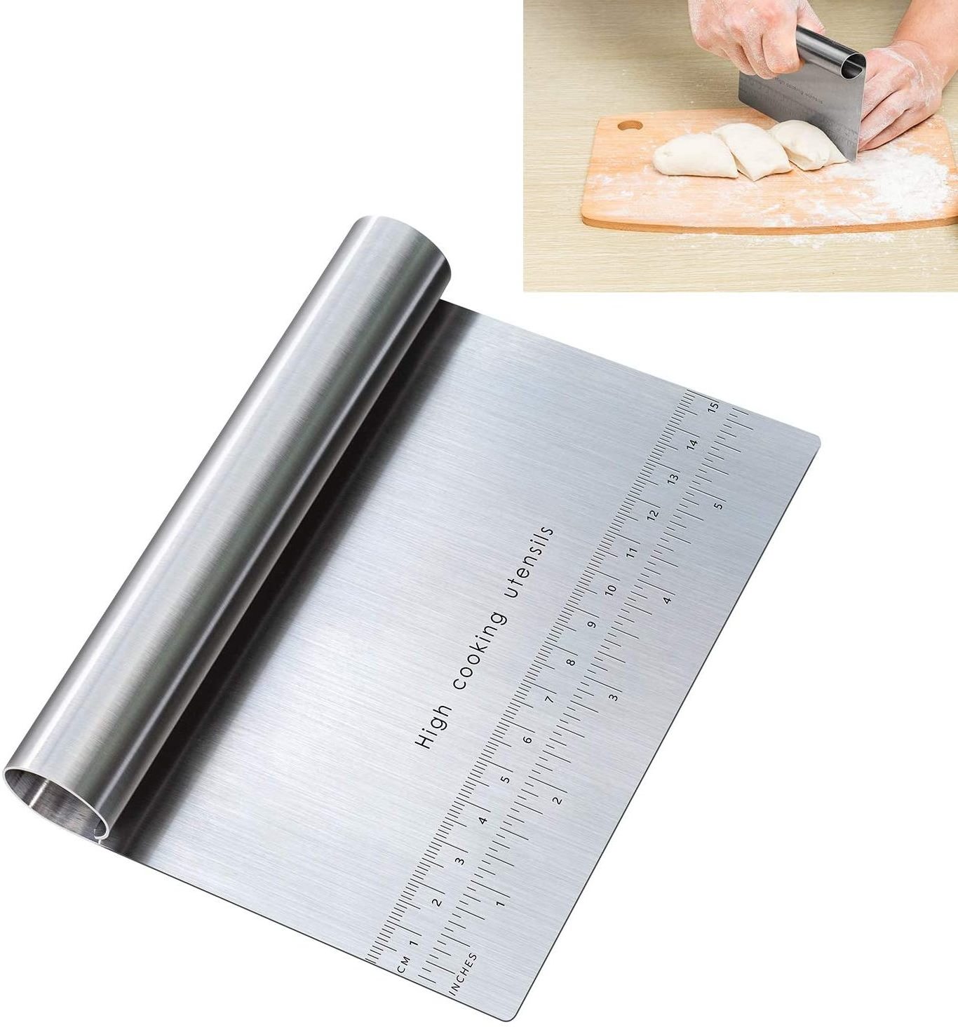 Multi-purpose Stainless Steel Pizza Pastry Cutter Dough Chopper Bench Scraper with Measuring Scale Pastry Scraper Cutter Chopper