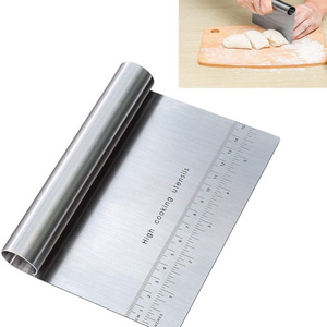 Multi-purpose Stainless Steel Pizza Pastry Cutter Dough Chopper Bench Scraper with Measuring Scale Pastry Scraper Cutter Chopper