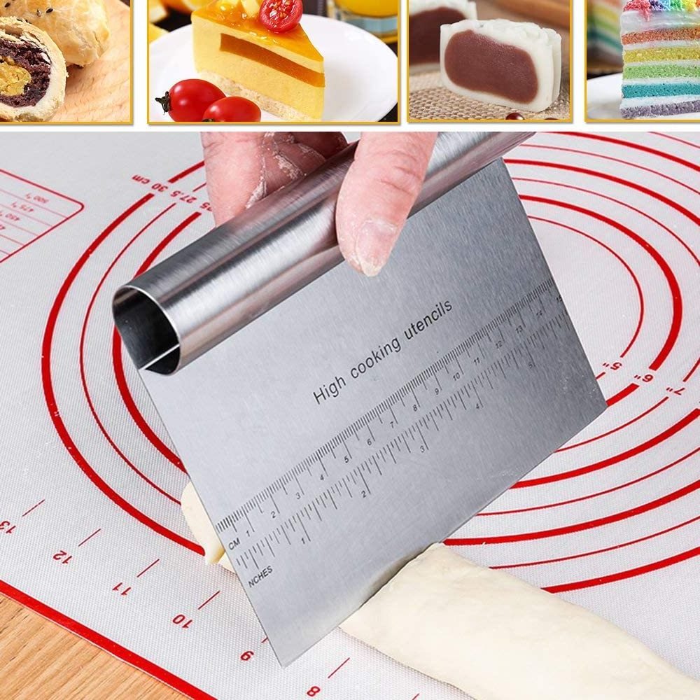 Multi-purpose Stainless Steel Pizza Pastry Cutter Dough Chopper Bench Scraper with Measuring Scale Pastry Scraper Cutter Chopper