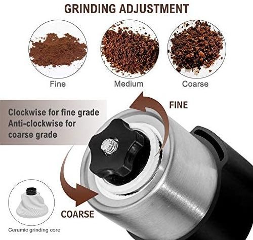 304 Stainless steel Portable Manual Compact Coffee Grinder/ Ceramic Burr Stainless Steel Coffee Mill