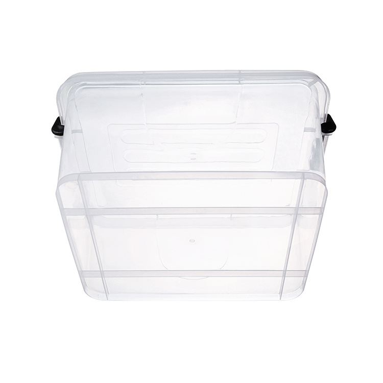 15L transparent clear home box with a White Lid and Black Latches refrigerator kitchen plastic container storage box