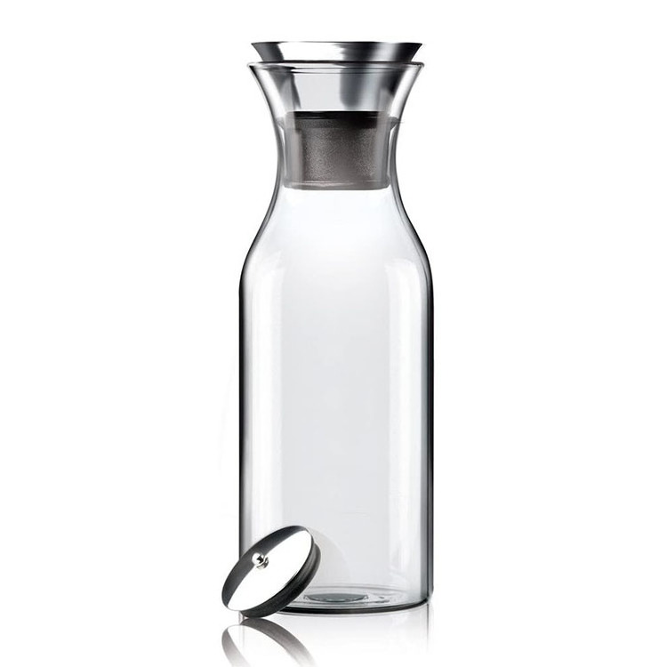 Fridge Ice Tea Maker 35 Oz coffee glass water carafe with Stainless Steel Silicone Flip-top Lid