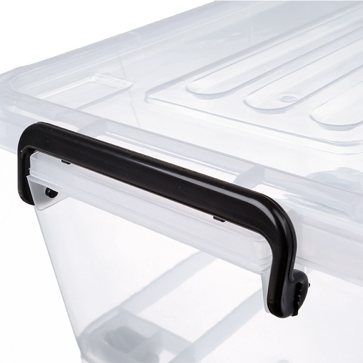 15L transparent clear home box with a White Lid and Black Latches refrigerator kitchen plastic container storage box