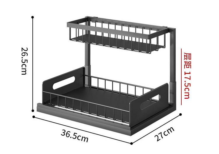 Bathroom Kitchen 2 Tier Under Sink Organizer Cabinet Storage Under Sliding Cabinet Basket Organizer Drawer