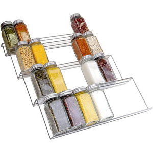 Spice Drawer Organizer Insert for Kitchen Adjustable Expandable Spice Rack Tray 4 Tiers for Spice Jars Seasonings Acrylic