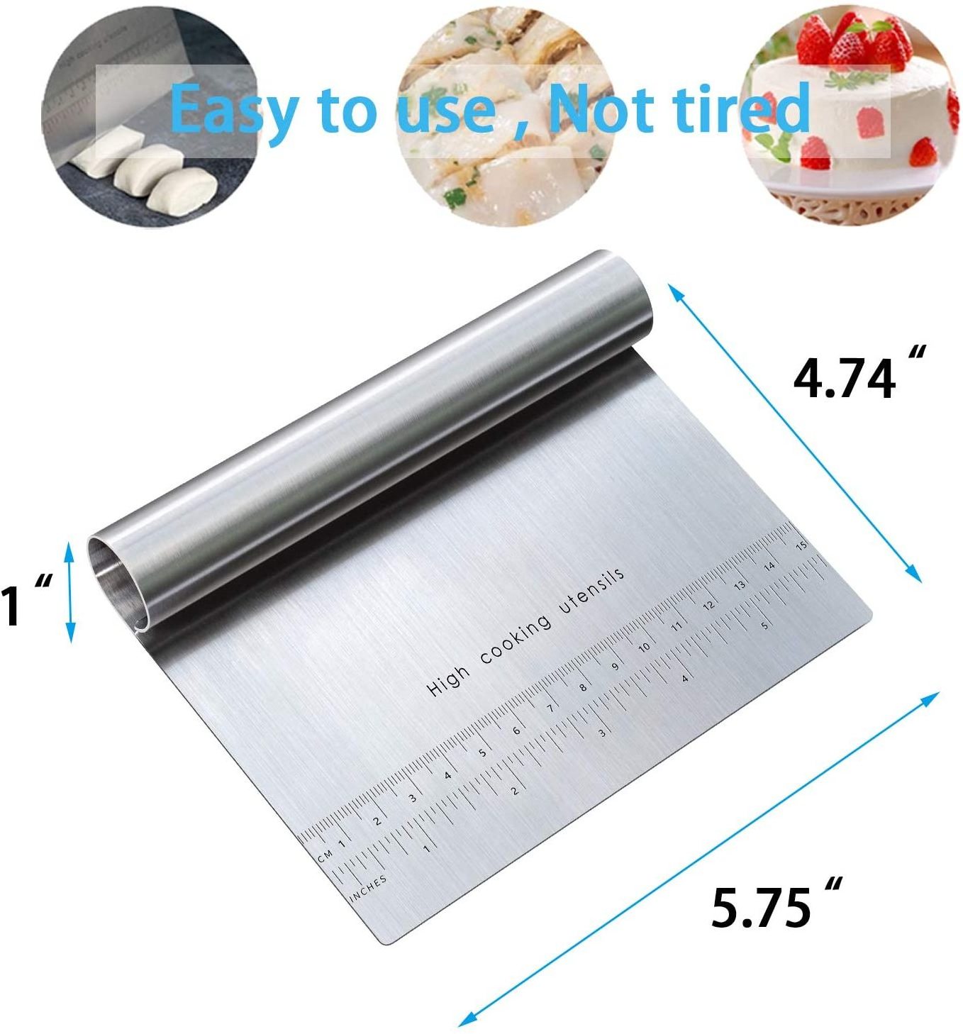 Multi-purpose Stainless Steel Pizza Pastry Cutter Dough Chopper Bench Scraper with Measuring Scale Pastry Scraper Cutter Chopper