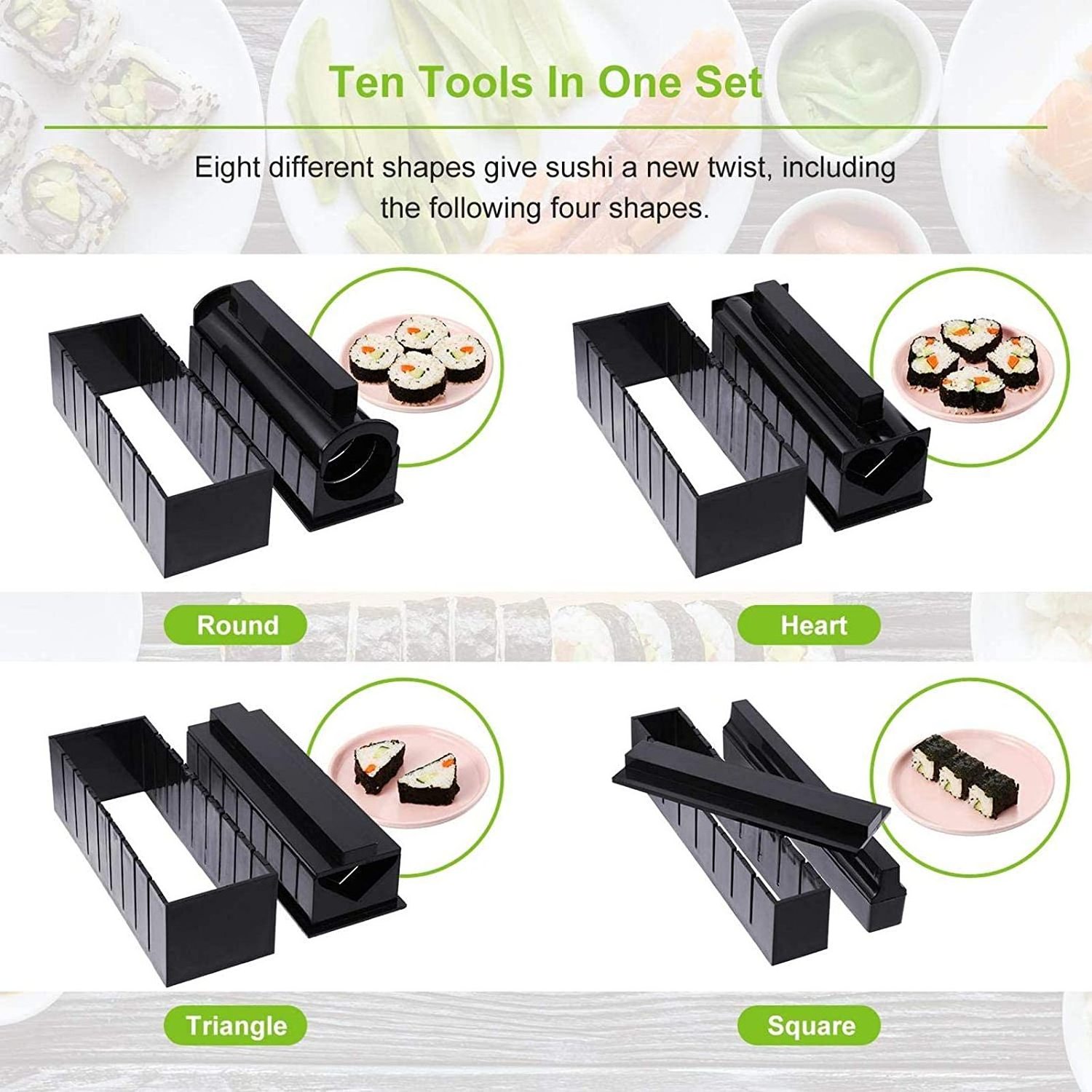 Sushi Making Kit - Easy to Use DIY 10 Piece Sushi Roll Maker by Sushi Master