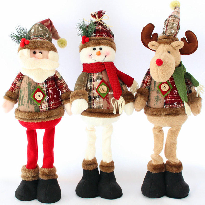 Christmas Decoration Sitting Plush Toy Santa Clause Snowman Reindeer Doll Party Xmas Tree Ornaments Shelf Sitter Gifts