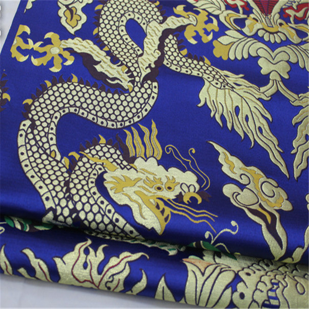 Arabic Wholesale Chinese Dragon Traditional Jacquard Fabric Brocade Marrying for Lady Men Wedding Cloth Home Textile