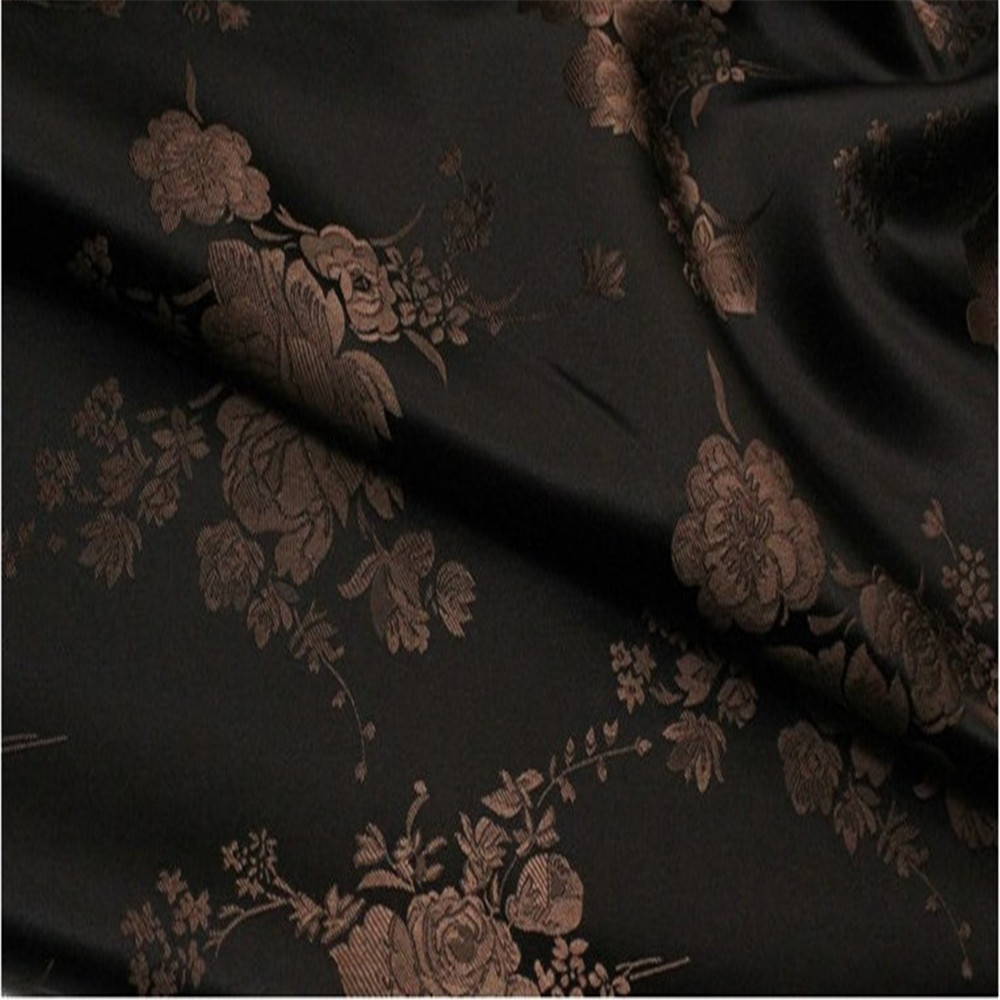 Traditional Elegant Heavy Silk Brocade Fabric Poly Brown Flowers Shiny Wonderful for Women Cloth Home Textile Sofa Curtain