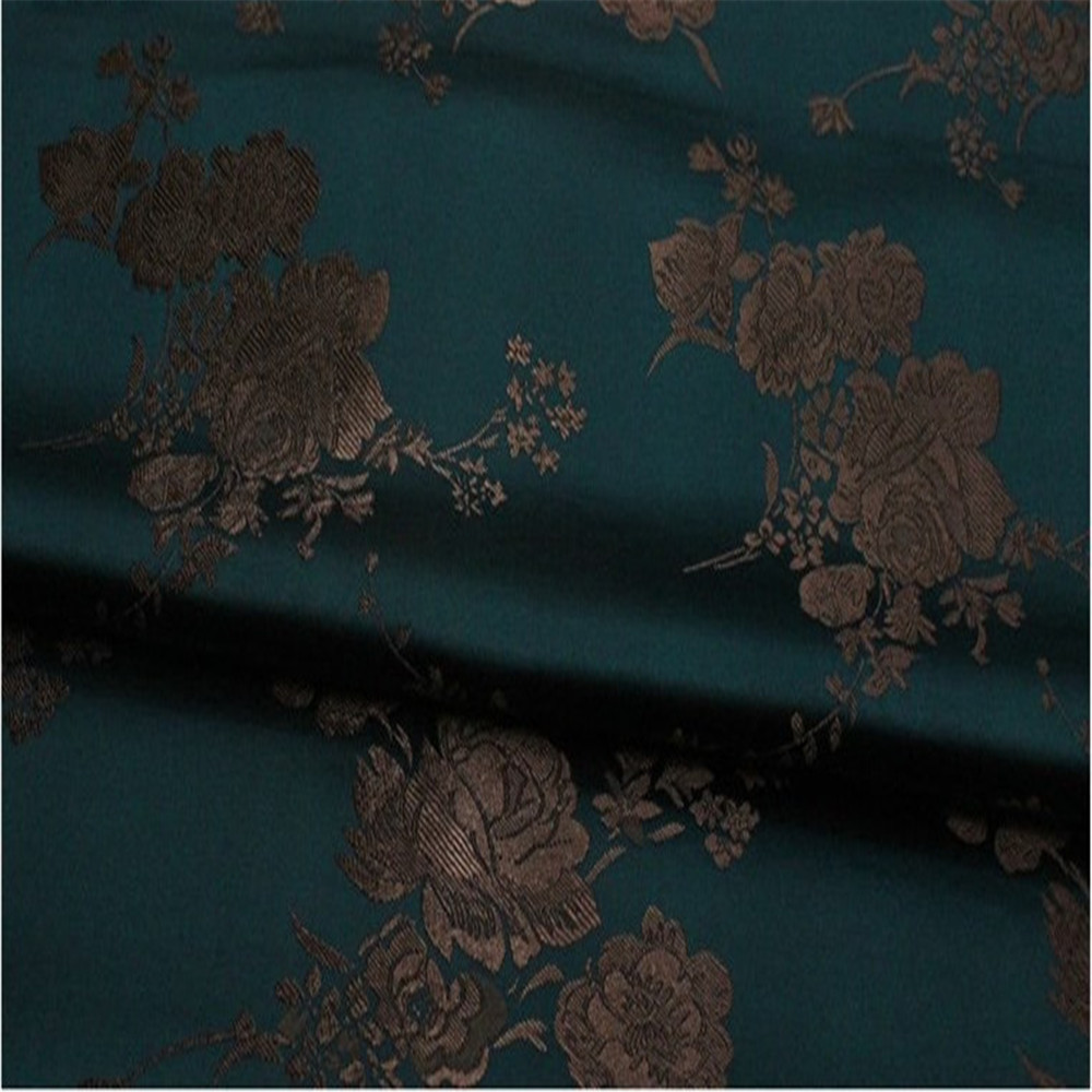 Traditional Elegant Heavy Silk Brocade Fabric Poly Brown Flowers Shiny Wonderful for Women Cloth Home Textile Sofa Curtain