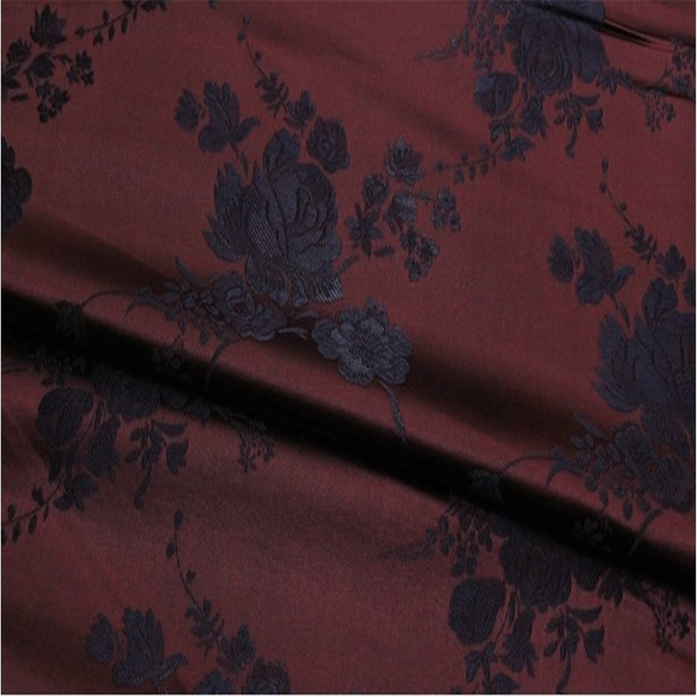 Traditional Elegant Heavy Silk Brocade Fabric Poly Brown Flowers Shiny Wonderful for Women Cloth Home Textile Sofa Curtain