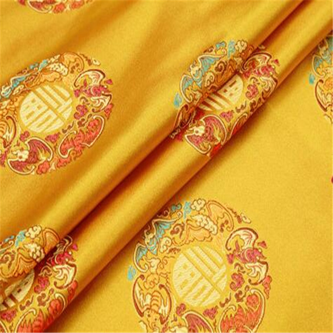 Wonderful 100% Polyester Brocade Fabric Jacquard Red Traditional Design for New Year Christmas Clothing Garment