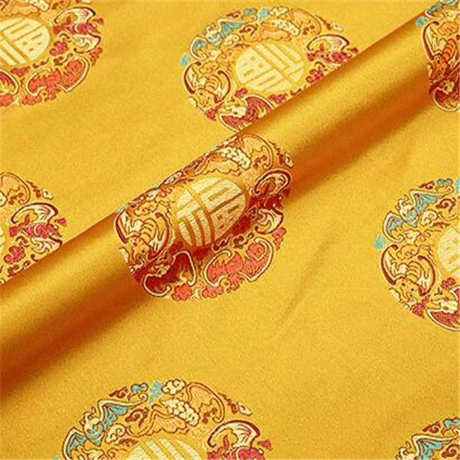 Wonderful 100% Polyester Brocade Fabric Jacquard Red Traditional Design for New Year Christmas Clothing Garment