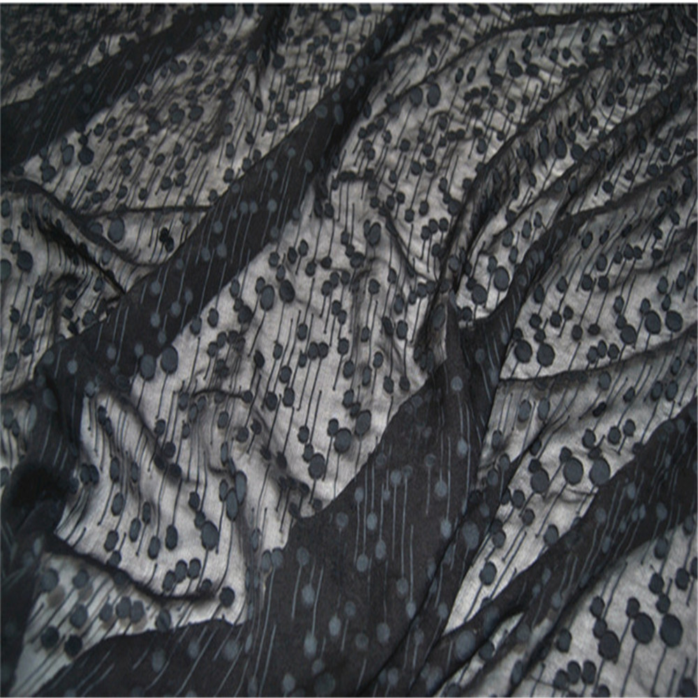 Natural Safe Luxury Black Silk Jacquard Fabric Beautiful 10m/m Popular for Girl Women Lining Veil Shawl Shirt