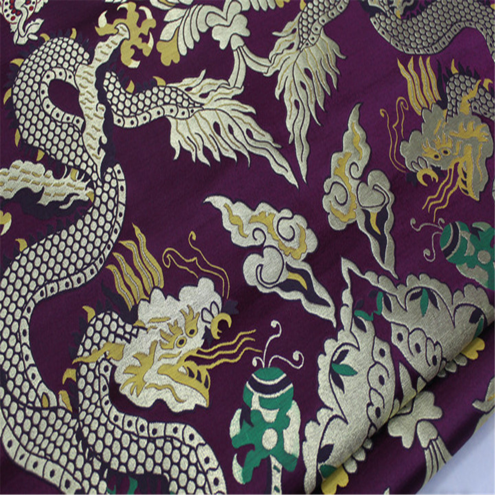 Arabic Wholesale Chinese Dragon Traditional Jacquard Fabric Brocade Marrying for Lady Men Wedding Cloth Home Textile