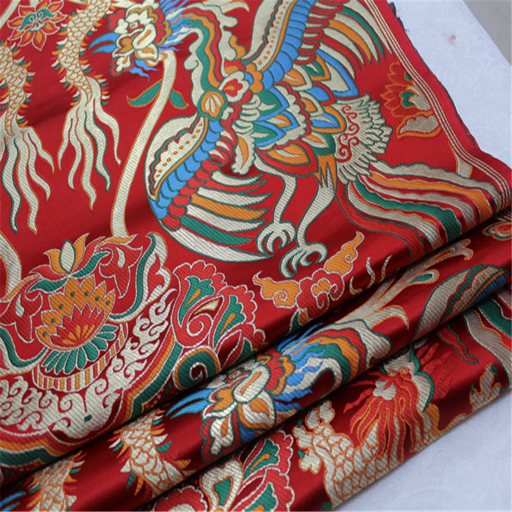 Traditional Classic Dragon Phoenix Design Brocade fabric Jacquard Embroidery for Han Chinese Clothing Kimono Apparel