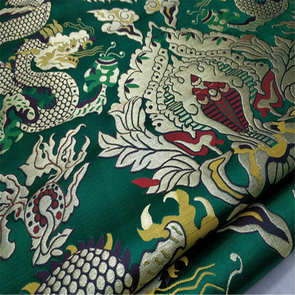 Arabic Wholesale Chinese Dragon Traditional Jacquard Fabric Brocade Marrying for Lady Men Wedding Cloth Home Textile