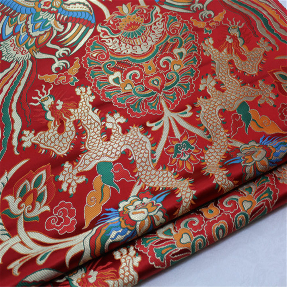 Traditional Classic Dragon Phoenix Design Brocade fabric Jacquard Embroidery for Han Chinese Clothing Kimono Apparel