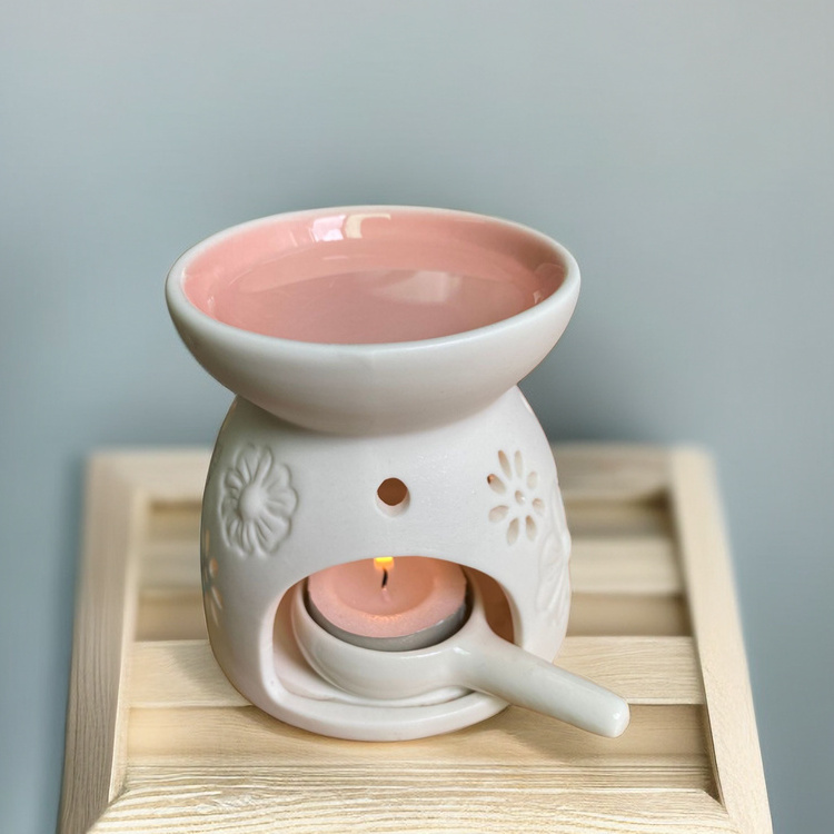 Essential Burners Fragrance Ceramic Oil Burner Wax Melt Warmers White Ceramic Round Oil Burner