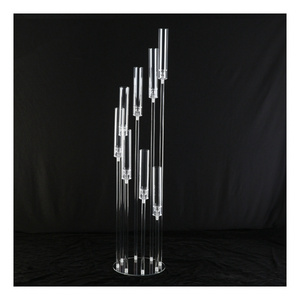 Wedding Centerpieces Table Decorations Clear Crystal Candelabra 8 Arms Tall Acrylic Candle Holder