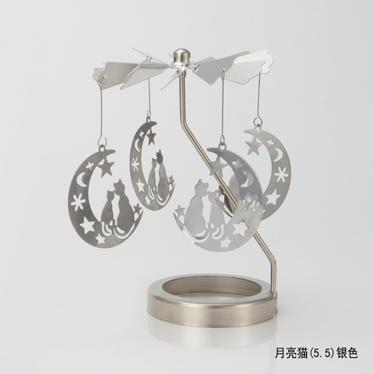 Decoration Mermaid Rotating Rotary Candle Holder Tree-shaped Metal Craft Rotation Candlestick