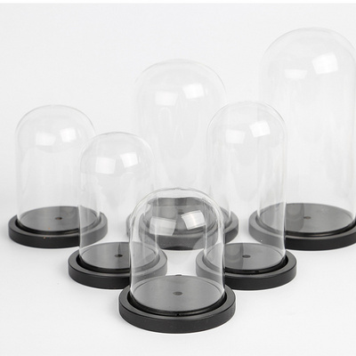 Wholesale Display Glass Candle Cloche Empty Glass Bell Jar Oval Led Glass Dome With Light Wood Base