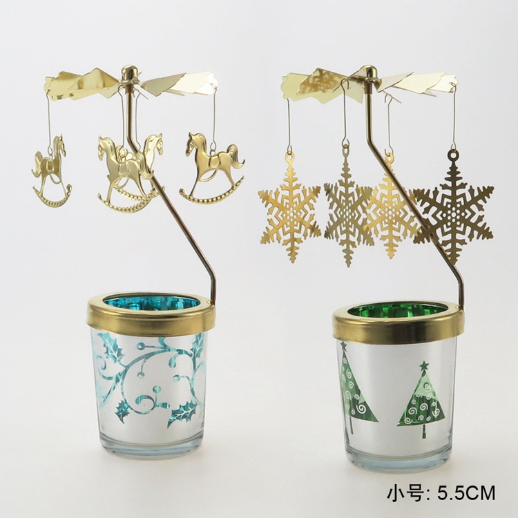 Decoration Mermaid Rotating Rotary Candle Holder Tree-shaped Metal Craft Rotation Candlestick