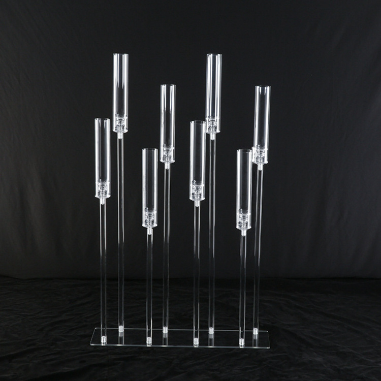 Wedding Centerpieces Reusable 8 Arm Wedding Floor Candelabra Tall Acrylic Candle Holders For Table Decorations