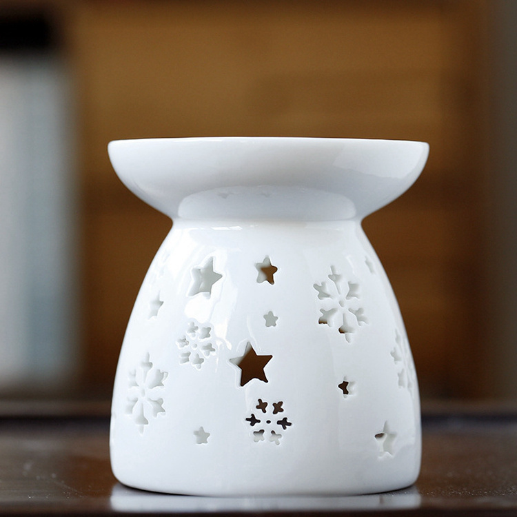 Essential Burners Fragrance Ceramic Oil Burner Wax Melt Warmers White Ceramic Round Oil Burner