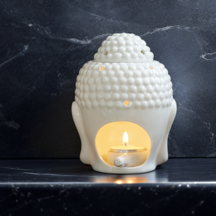 Essential Burners Fragrance Ceramic Oil Burner Wax Melt Warmers White Ceramic Round Oil Burner