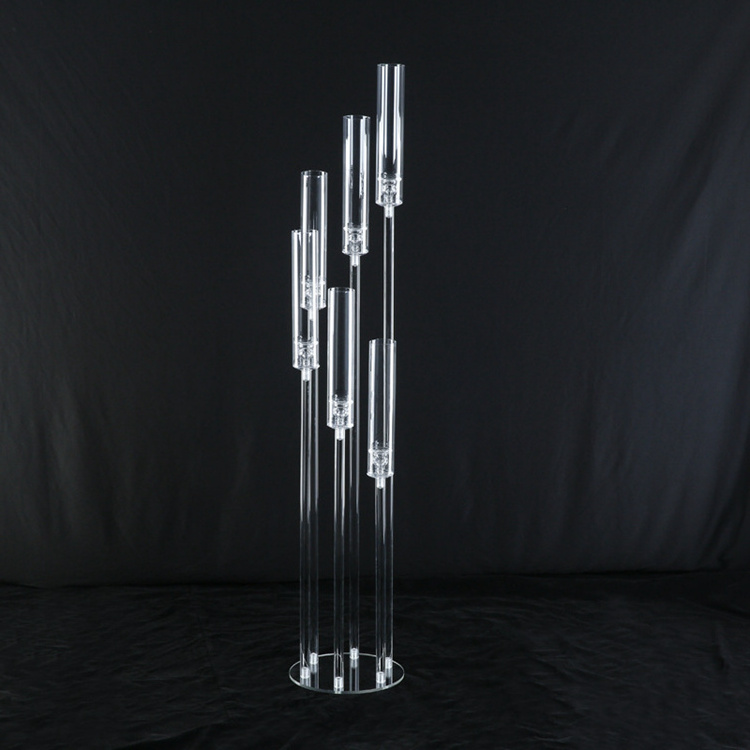 Wedding Centerpieces Table Decorations Clear Crystal Candelabra 8 Arms Tall Acrylic Candle Holder