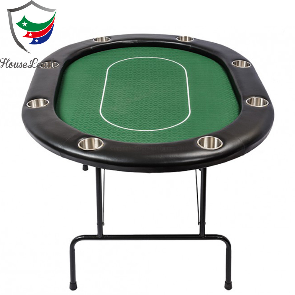 Premium 60 inch Reinforced Metal Legs Stainless Steel Cup Holders Oval Texas Hold'em Poker Table