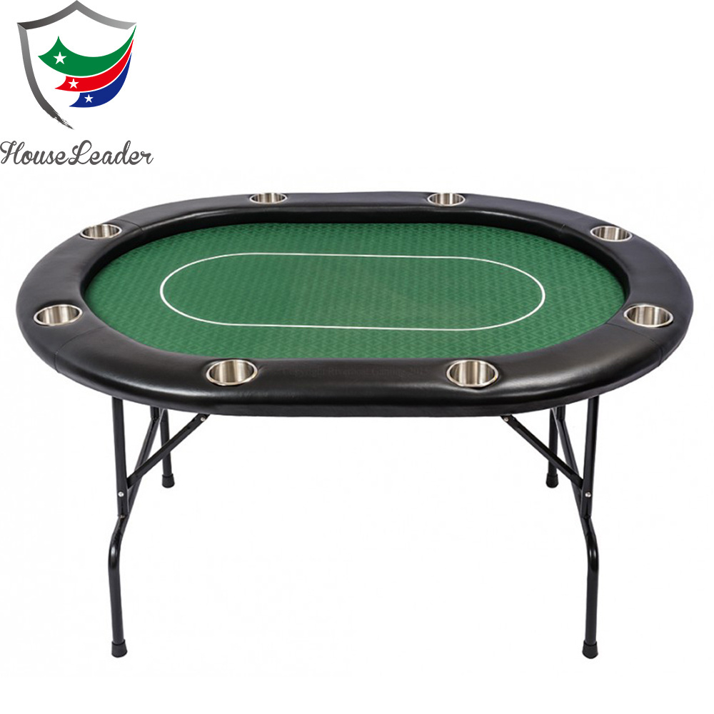 Premium 60 inch Reinforced Metal Legs Stainless Steel Cup Holders Oval Texas Hold'em Poker Table