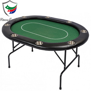 Premium 60 inch Reinforced Metal Legs Stainless Steel Cup Holders Oval Texas Hold'em Poker Table