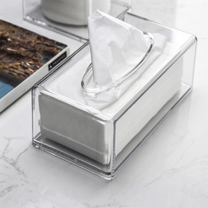 Acrylic Tissue Box Cover Rectangular Clear Tissue Holder Dispenser Facial Tissue Dryer Sheet Box for Office Home Bathroom