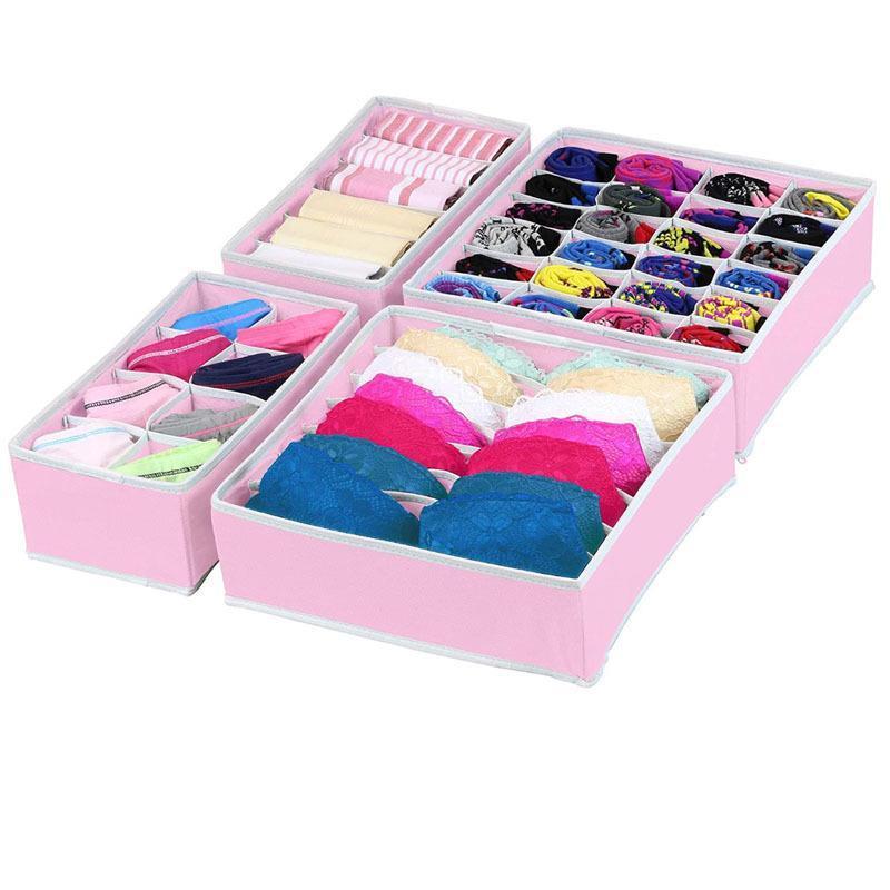 Foldable Drawer Organizer Divider Foldable Closet Storage Organization Basket and Fabric Bins for Clothes Socks Underwear Bras