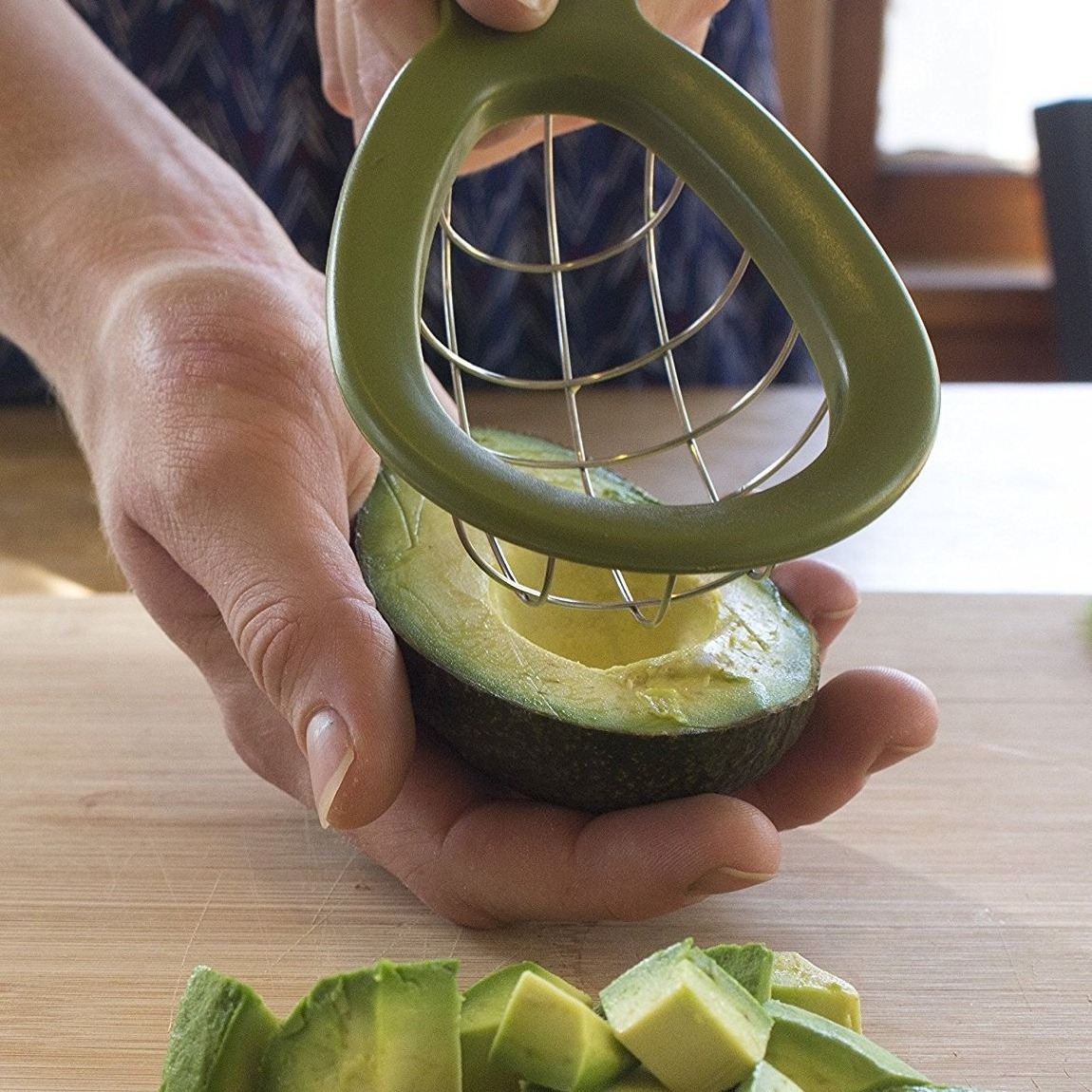 Avocado Pitaya Salad Stainless Steel Chunks Slicer Cuber and Dicer Chopper Knife Remove Pit Safety Maker Peeler Kitchen Gadgets