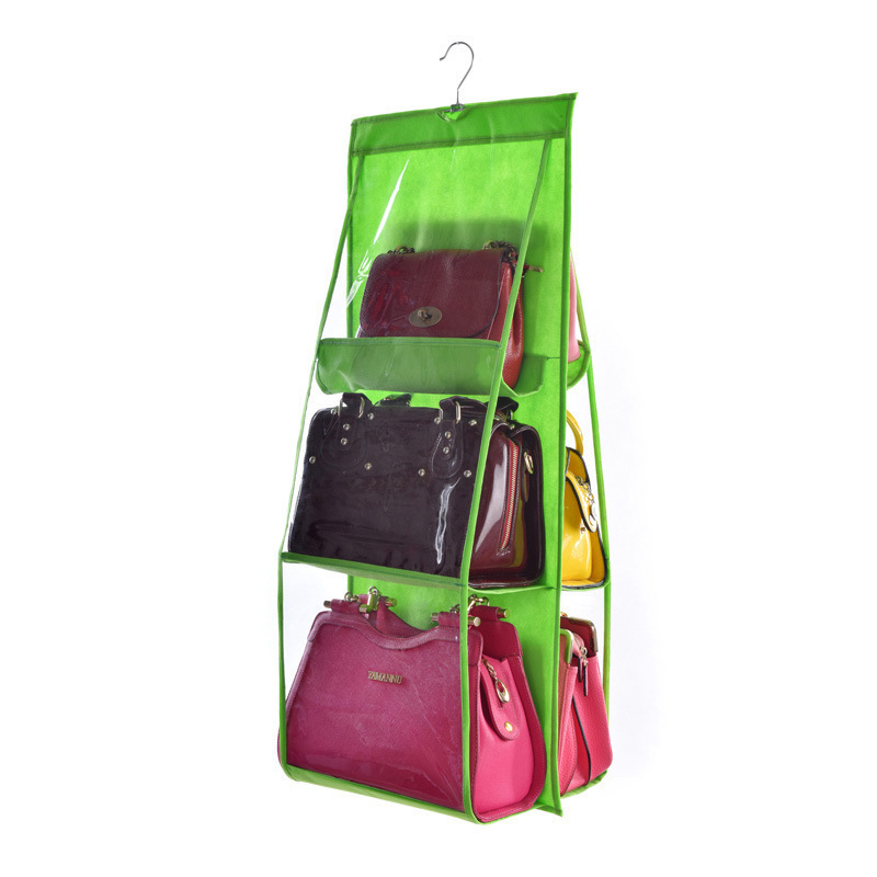 Dust Proof Plastic Wardrobe Closet Storage Organization Hanging Bag Wall-Detachable Tote Handbag Purse Organizer