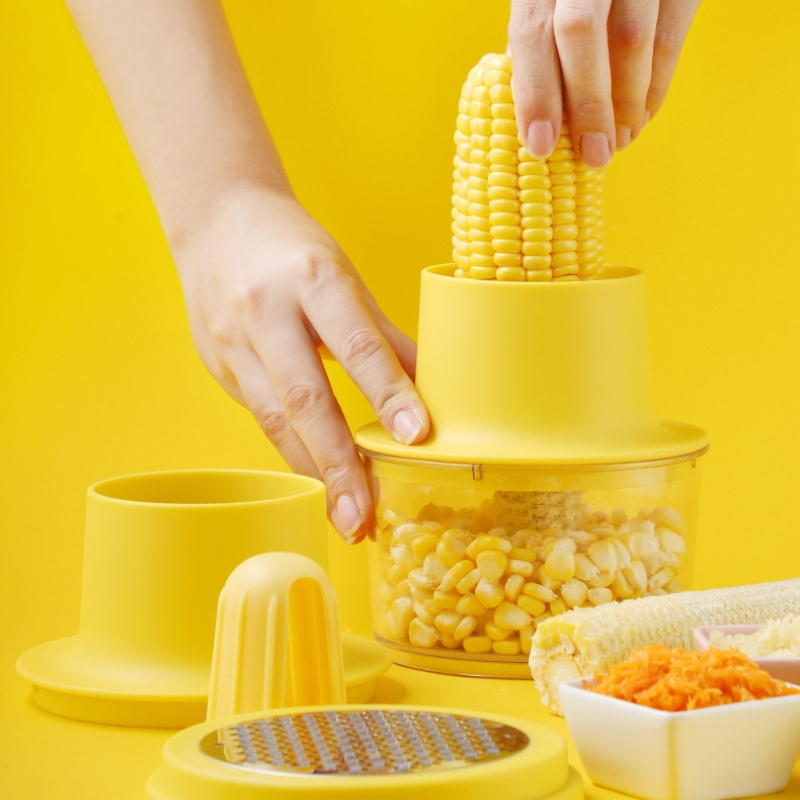 Corn Stripper Cob Peeler Remover with Built-In Cup Grater Kernel Cutter Ginger Grater Kitchen Accessories Tools