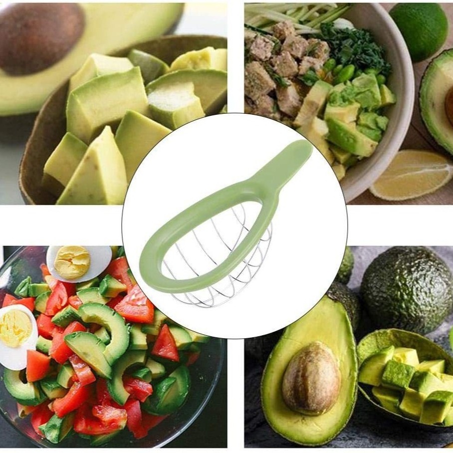 Avocado Pitaya Salad Stainless Steel Chunks Slicer Cuber and Dicer Chopper Knife Remove Pit Safety Maker Peeler Kitchen Gadgets