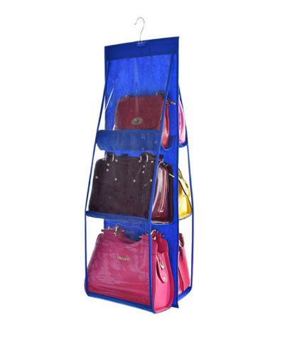 Dust Proof Plastic Wardrobe Closet Storage Organization Hanging Bag Wall-Detachable Tote Handbag Purse Organizer