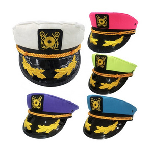 Wholesale Unisex Yacht Captain Sailor Hat in Pink Green Purple White Blue Cotton Polyester Material for Festival Bride Be Party